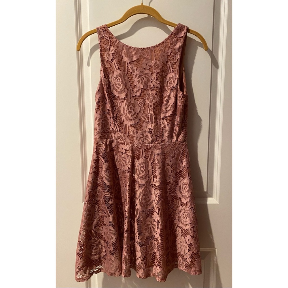 Lacy Mauve A-line Dress